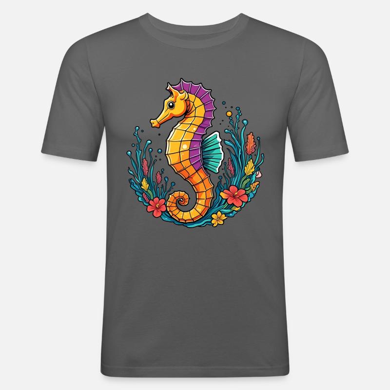 Hübsches dekoratives Seepferdchen - Männer Slim Fit T-Shirt - Graphite