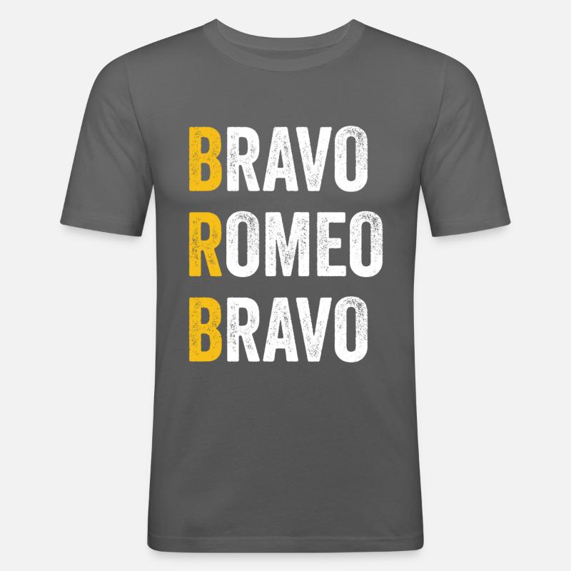 Computer-Chat Bravo Romeo Bravo - BRB - Männer Slim Fit T-Shirt - Graphite
