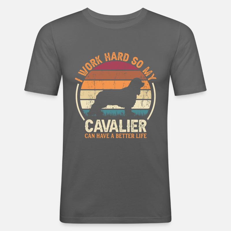 Arbeite Hart - Retro Cavalier - Männer Slim Fit T-Shirt - Graphite