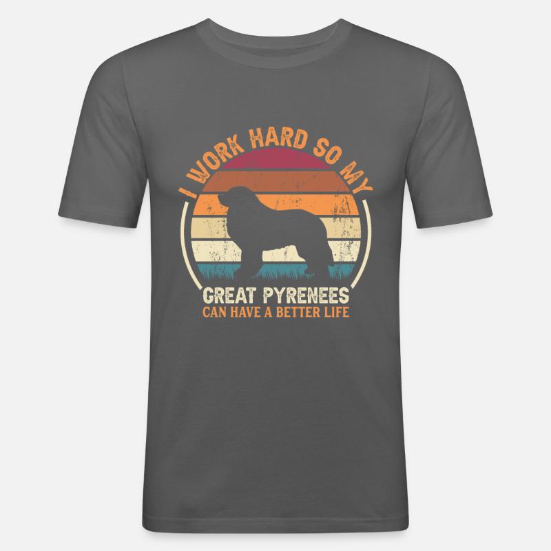 Arbeite Hart - Retro Great Pyrenees - Männer Slim Fit T-Shirt - Graphite