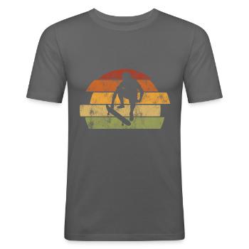 Skateboarder Skateboard Skater Skate Skateing - T-shirt près du corps Homme - gris graphite - Devant - Nik (191cm)