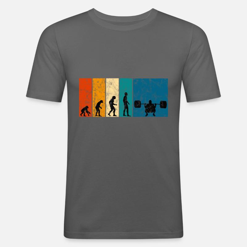 Bodybuilding Bodybuilder GYM Evolution Retro - Männer Slim Fit T-Shirt - Graphite