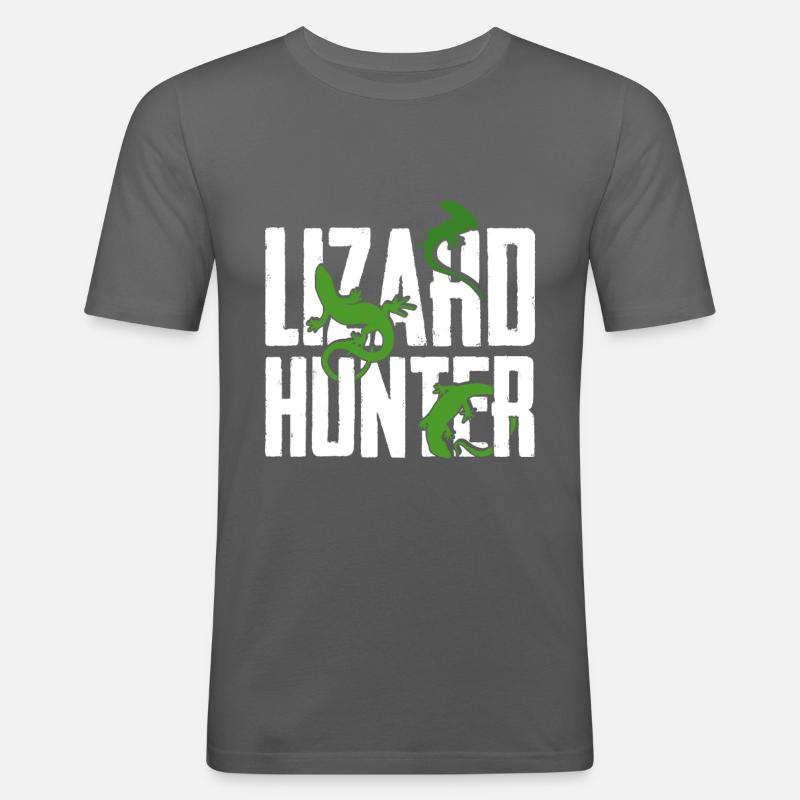Lizard Hunter funny gecko - Männer Slim Fit T-Shirt - Graphite