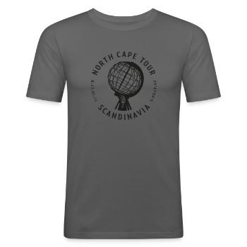 North Cape Tour Norway Scandinavia - North Cape Tour - Men's Slim Fit T-Shirt - graphite grey - Front - Nik (191cm)