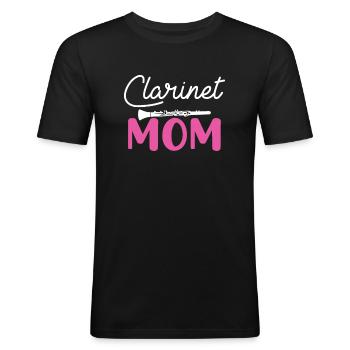 clarinet mom, clarinet - Männer Slim Fit T-Shirt - Schwarz - Vorne - Nik (191cm)