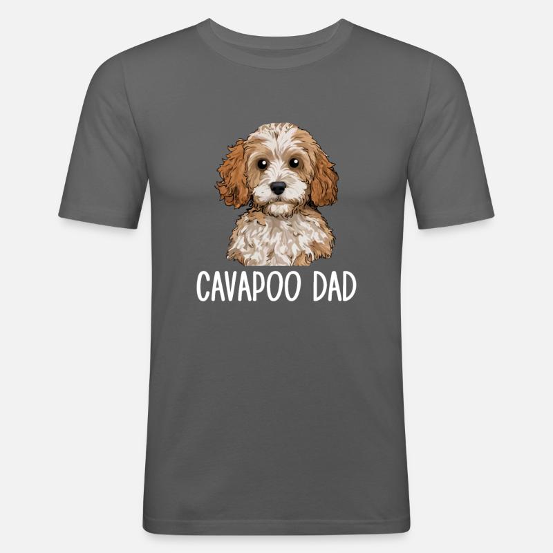 Cavapoo Papa, Cavapoo - T-shirt près du corps Homme - gris graphite