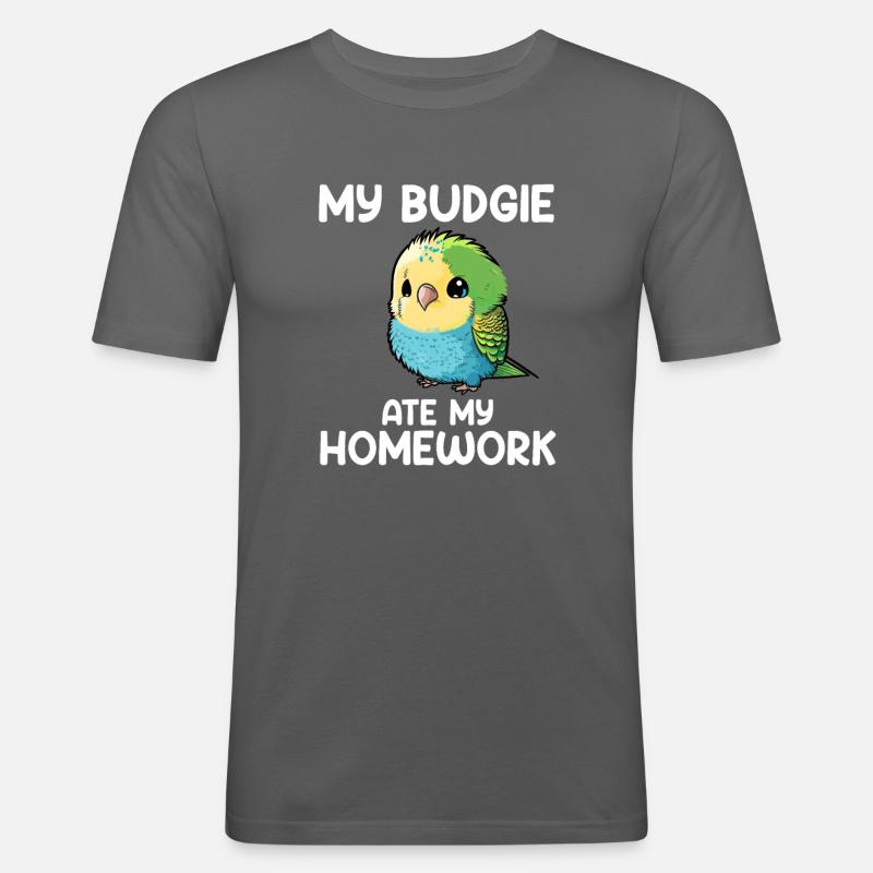 budgerigar parakeet, Budgie - Männer Slim Fit T-Shirt - Graphite