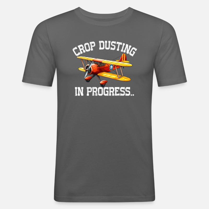 crop duster in progress - Männer Slim Fit T-Shirt - Graphite