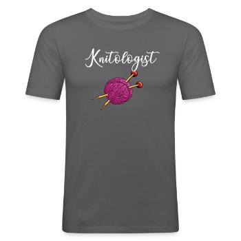 knitologist, Yarn Knitting - Men's Slim Fit T-Shirt - graphite grey - Front - Nik (191cm)