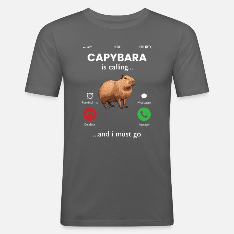 Capybara is calling - Männer Slim Fit T-Shirt - Graphite