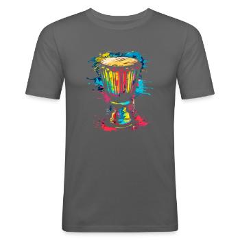 djembe african drums - Männer Slim Fit T-Shirt - Graphite - Vorne - Nik (191cm)