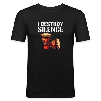 Djembé Tambours Africains - T-shirt près du corps Homme - noir - Devant - Nik (191cm)