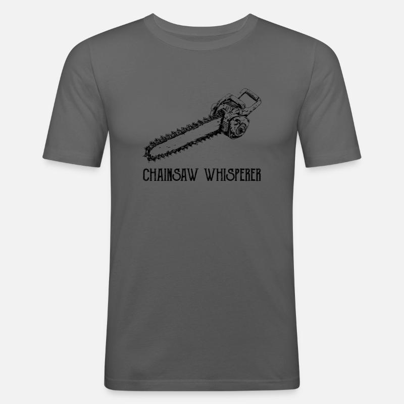 chainsaw logger lumberjack arborist - Männer Slim Fit T-Shirt - Graphite
