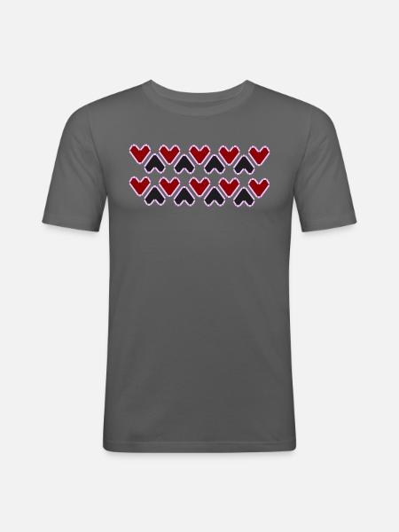 Herzmuster (Rot und Schwarz) - Männer Slim Fit T-Shirt - Graphite