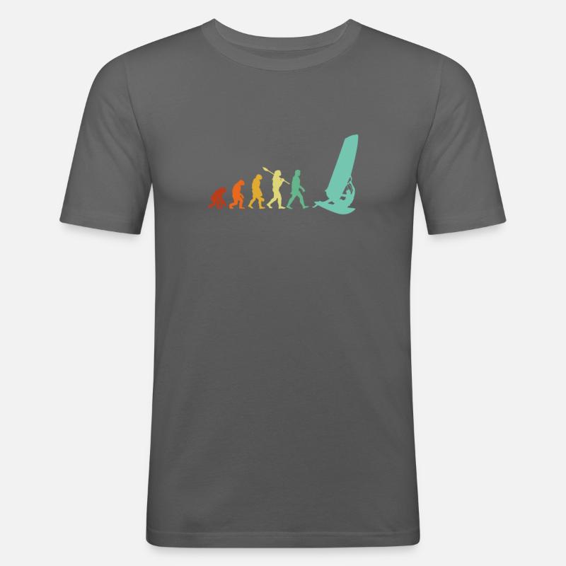 windsurfing evolution, windsurf - Männer Slim Fit T-Shirt - Graphite