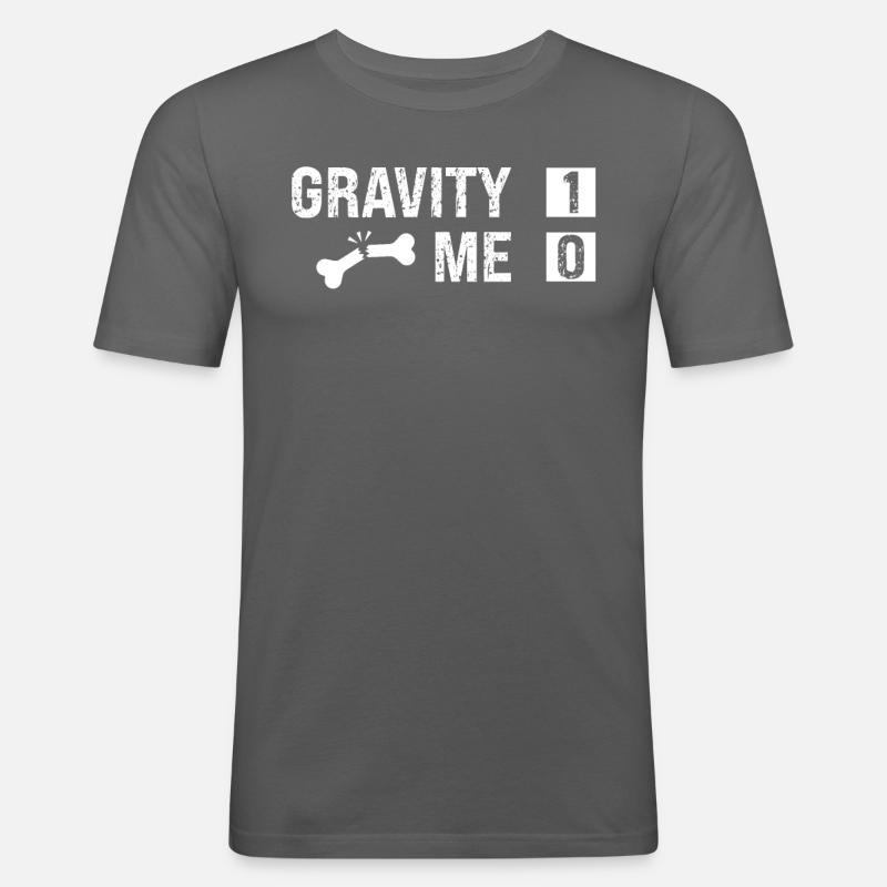 Gravity Vs Me - Knochenbruch - Männer Slim Fit T-Shirt - Graphite