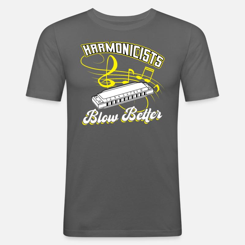 Harmonicists Blow Better - Harmonica Player - Männer Slim Fit T-Shirt - Graphite