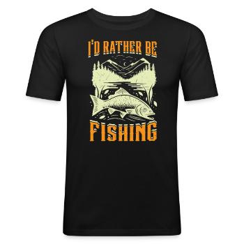 I'd Rather Be Fishing - Männer Slim Fit T-Shirt - Schwarz - Vorne - Nik (191cm)