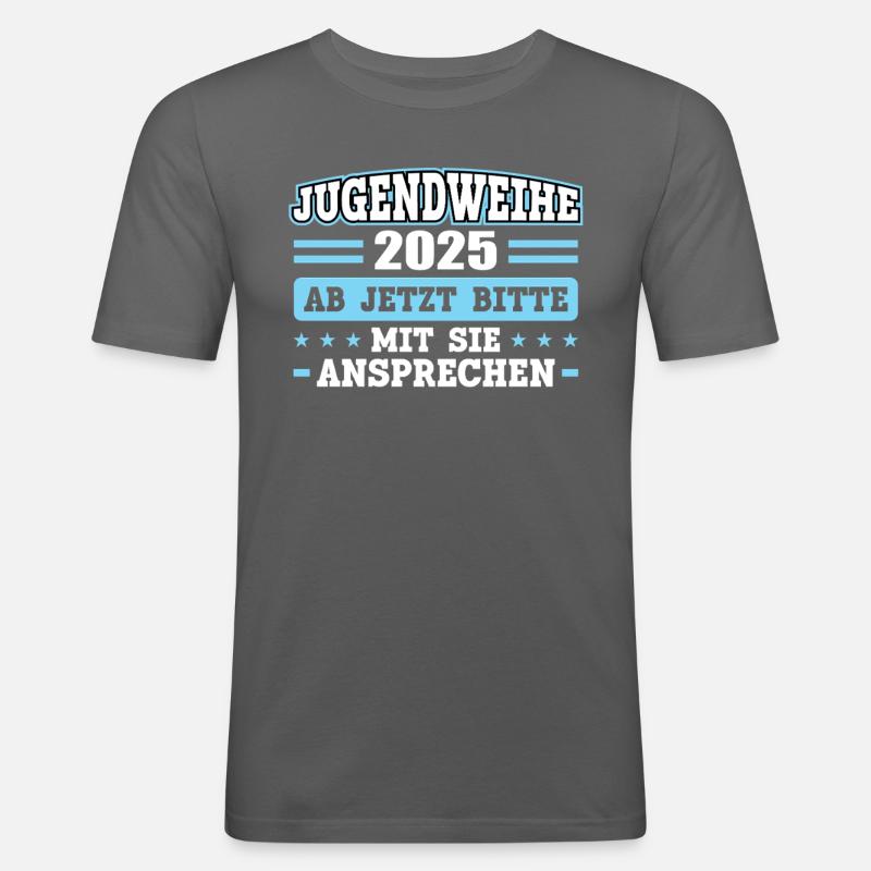 Jugendweihe 2025 Mädchen Junge - Männer Slim Fit T-Shirt - Graphite