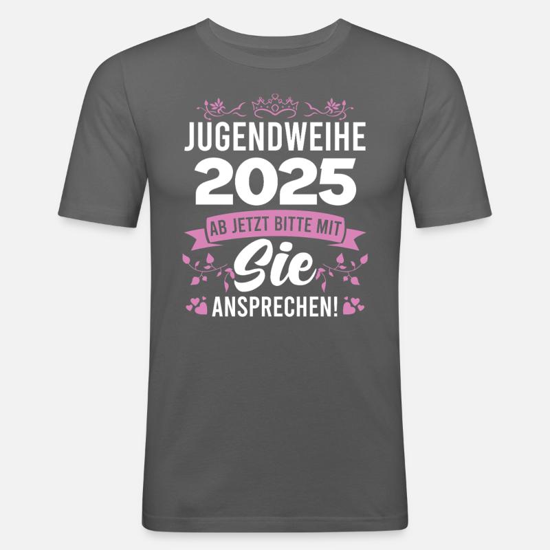 Jugendweihe 2025 Mädchen Junge - Männer Slim Fit T-Shirt - Graphite