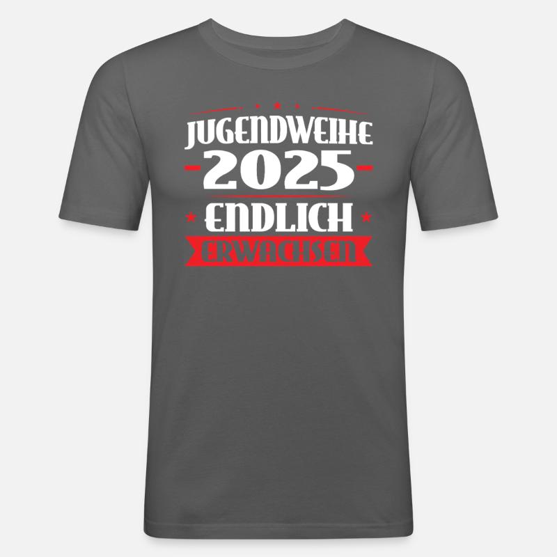 Jugendweihe 2025 Mädchen Junge - Männer Slim Fit T-Shirt - Graphite