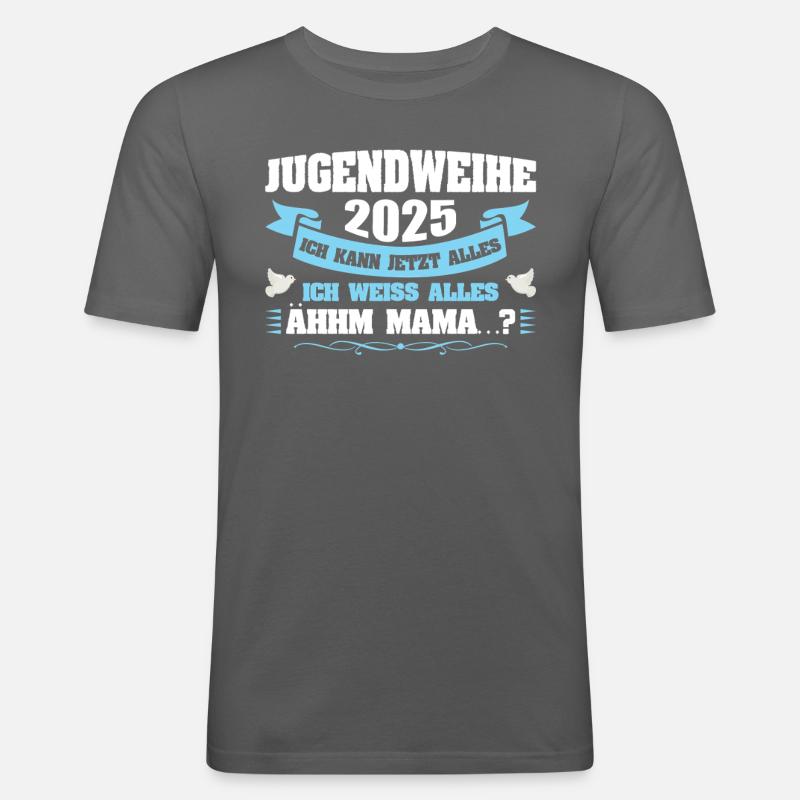 Jugendweihe 2025 Mädchen Junge - Männer Slim Fit T-Shirt - Graphite