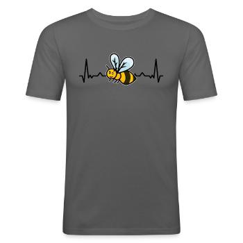 Biene Imker Honigbiene Honig Herzschlag - Männer Slim Fit T-Shirt - Graphite - Vorne - Nik (191cm)