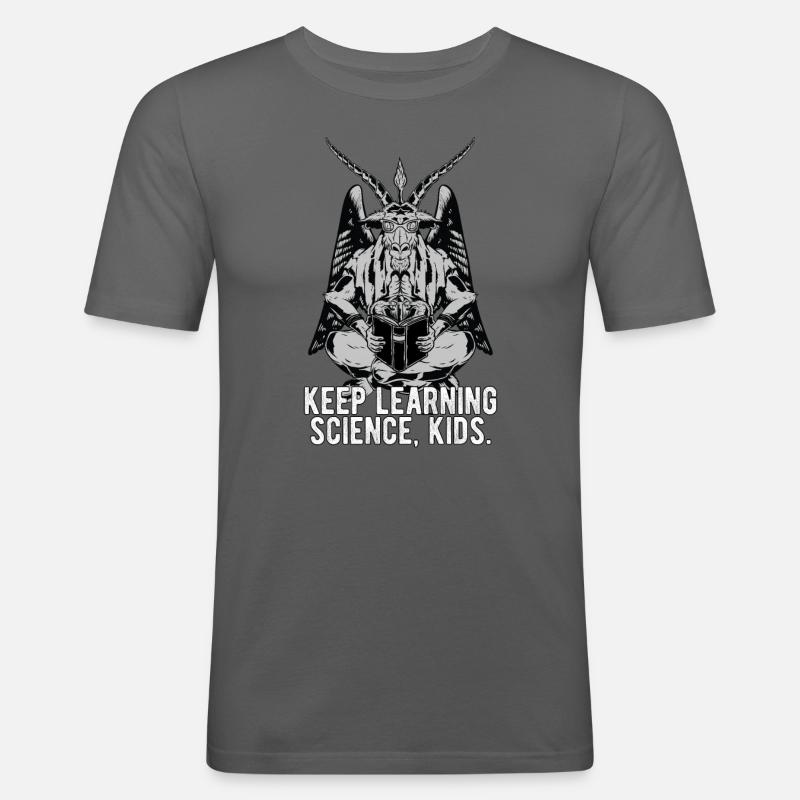 Baphomet Keep learning science meme - Men's Slim Fit T-Shirt - graphite grey