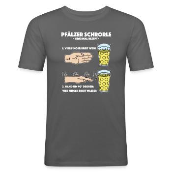 Lustiger Pfälzer Schorle Vier Finger Weinfest - Männer Slim Fit T-Shirt - Graphite - Vorne - Nik (191cm)