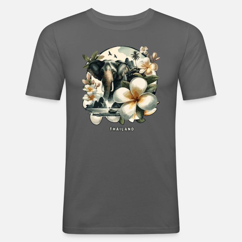 Thai-tempel Elefant Bangkok Pagode - Männer Slim Fit T-Shirt - Graphite