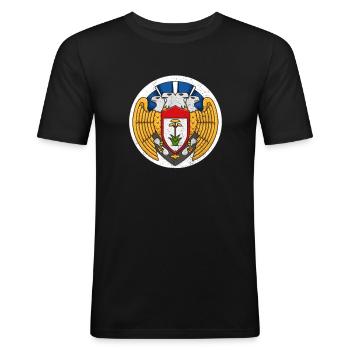 100. Bombengruppe WW2 Der blutige hundertste Patch - Männer Slim Fit T-Shirt - Schwarz - Vorne - Nik (191cm)