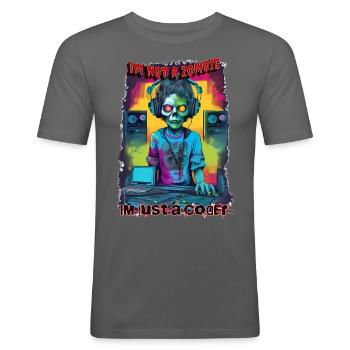 zombie coder - Men's Slim Fit T-Shirt - graphite grey - Front - Nik (191cm)