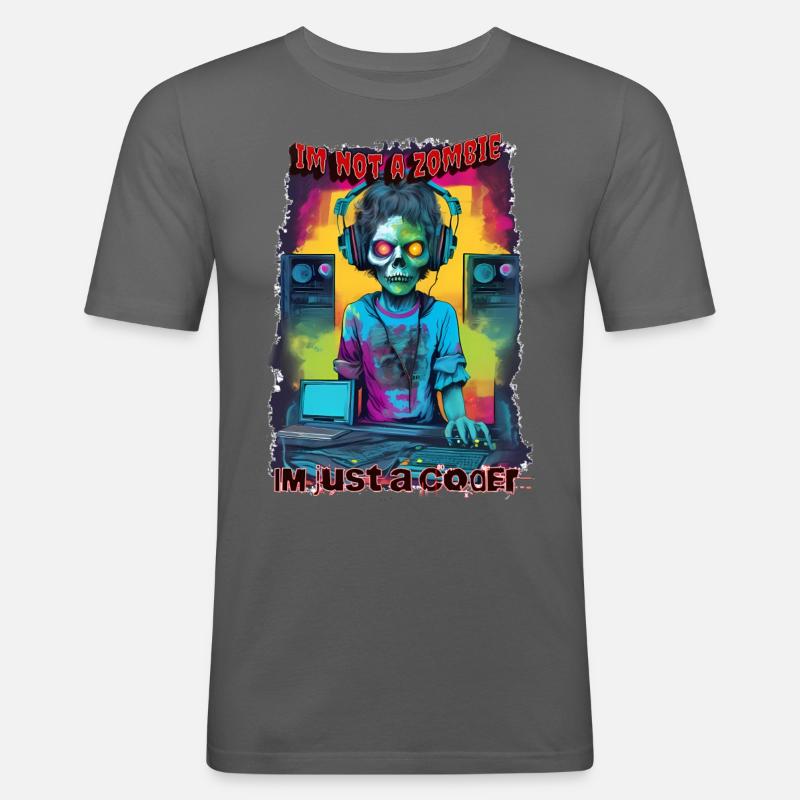 zombie coder - Men's Slim Fit T-Shirt - graphite grey