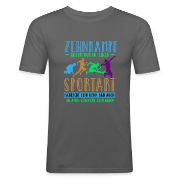 Zehnkampf - Männer Slim Fit T-Shirt - Graphite - Vorne - Nik (191cm)