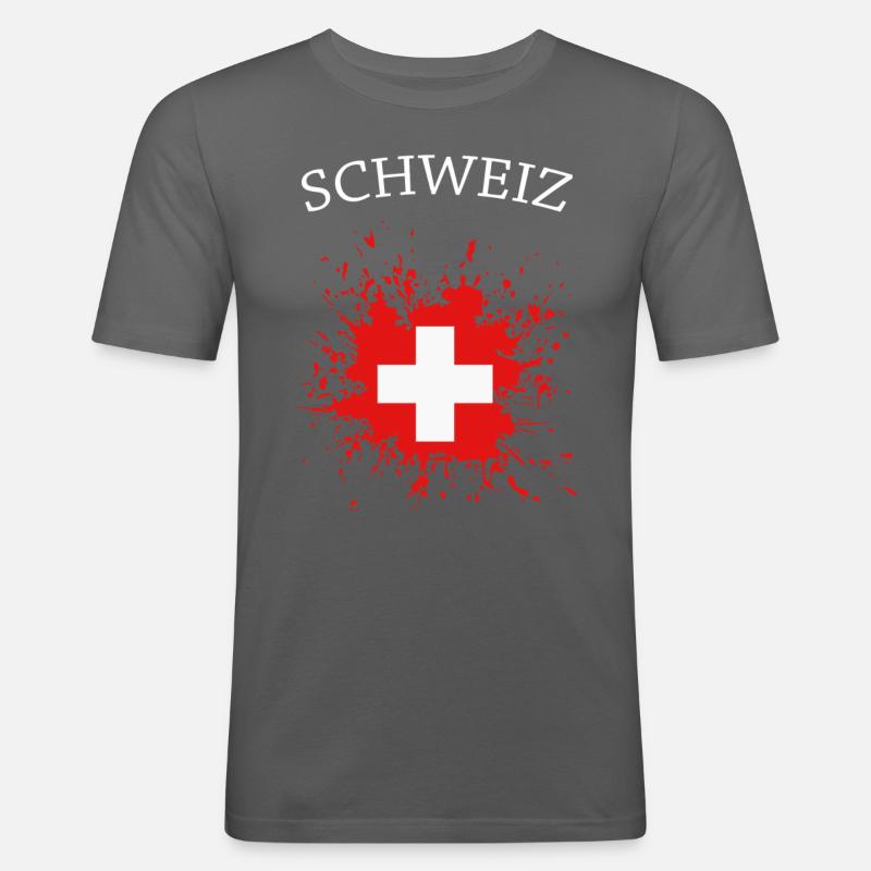 Schweiz Flagge - Männer Slim Fit T-Shirt - Graphite