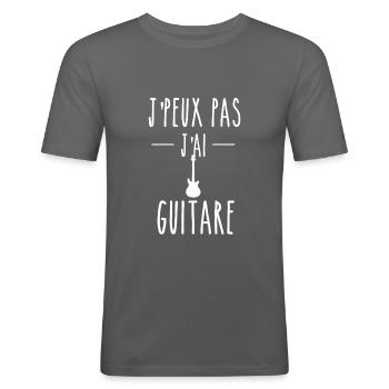 J PEUX PAS J AI GUITARE - T-shirt près du corps Homme - gris graphite - Devant - Nik (191cm)