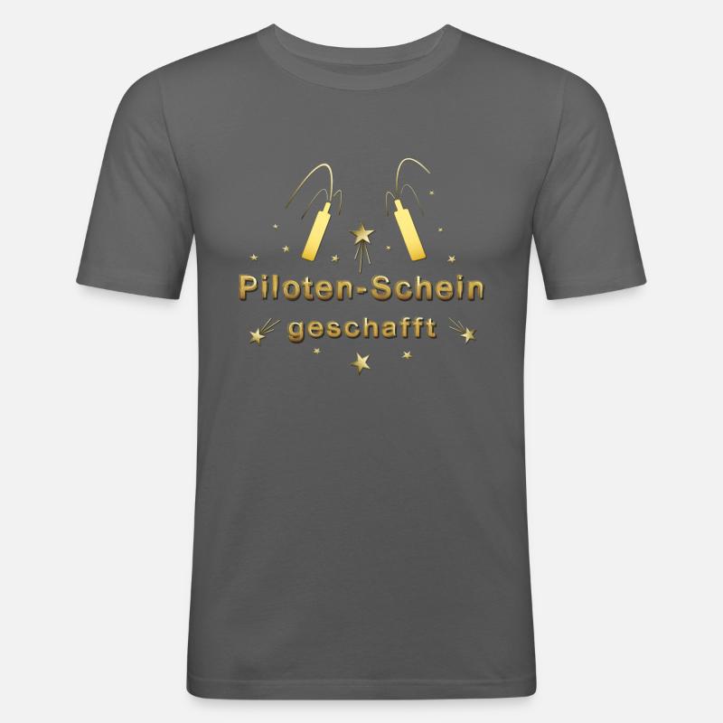 Pilotenschein Pilot Pilotenausbildung PPL - Männer Slim Fit T-Shirt - Graphite