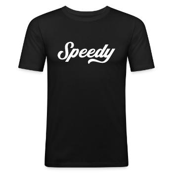 Speedy in white - Speedy - Men's Slim Fit T-Shirt - black - Front - Nik (191cm)