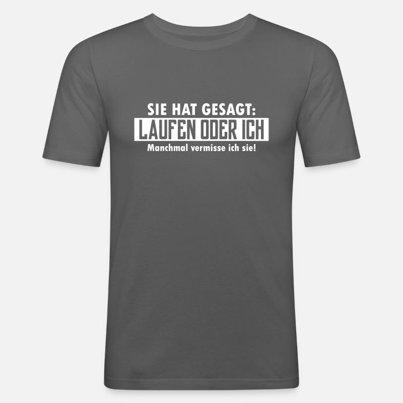 laufen oder ich - Männer Slim Fit T-Shirt - Graphite