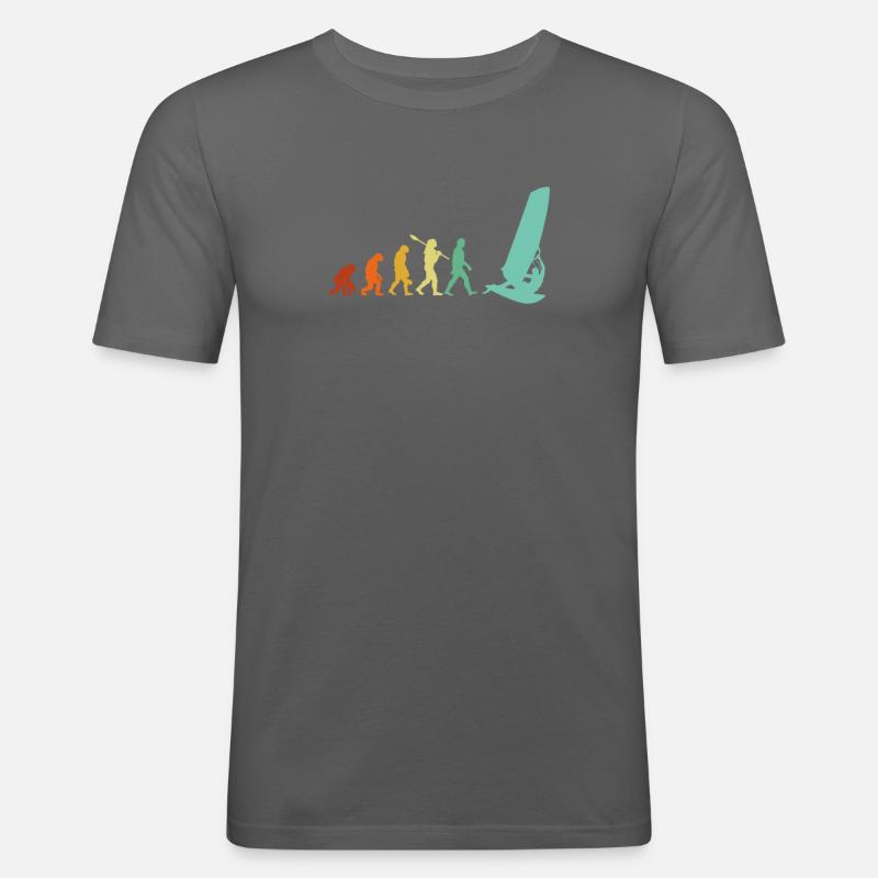 windsurfing evolution, windsurf - Men's Slim Fit T-Shirt - graphite grey