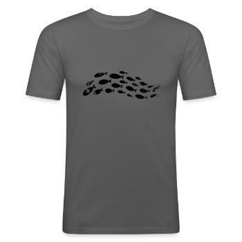 Vintage FISCH SCHWARM - Männer Slim Fit T-Shirt - Graphite - Vorne - Nik (191cm)