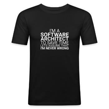 "Software Architect Time | Software Architektur" - Männer Slim Fit T-Shirt - Schwarz - Vorne - Nik (191cm)