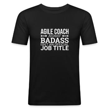 « Coach Agile Badass | Agile » - T-shirt près du corps Homme - noir - Devant - Nik (191cm)