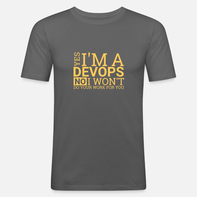 "DevOps Work | Softwareentwicklung" - Männer Slim Fit T-Shirt - Graphite
