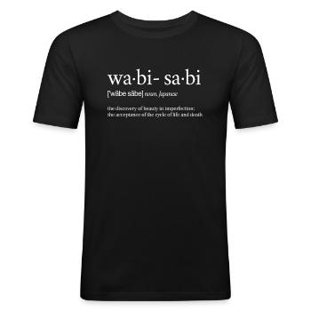 Wabi-Sabi Wa-bi-sa-bi Définition Japonais Japon - T-shirt près du corps Homme - noir - Devant - Nik (191cm)