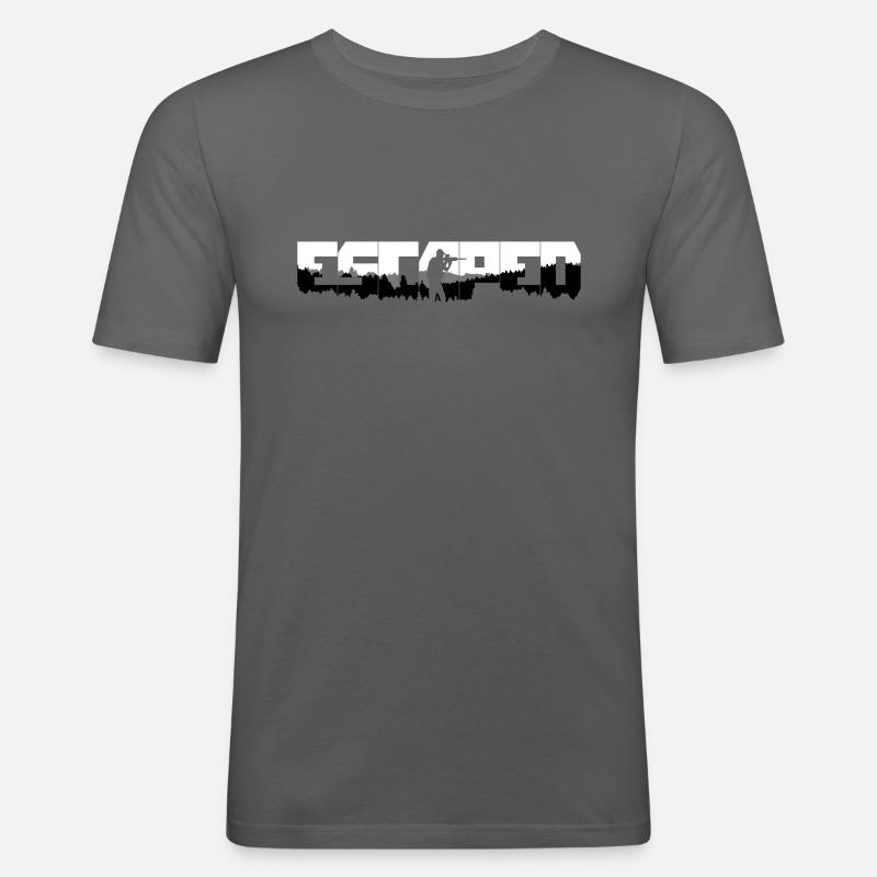 Escaped from Woods - Männer Slim Fit T-Shirt - Graphite