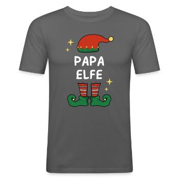 Papa Elfe - Männer Slim Fit T-Shirt - Graphite - Vorne - Nik (191cm)