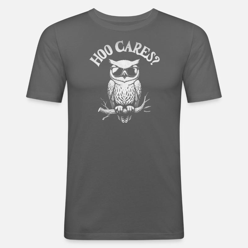 Hoo Cares Eule - Männer Slim Fit T-Shirt - Graphite