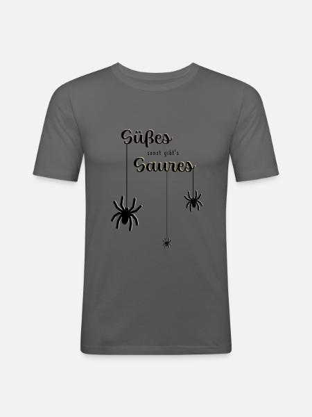 HALLOWEEN SCHWARZ - Männer Slim Fit T-Shirt - Graphite