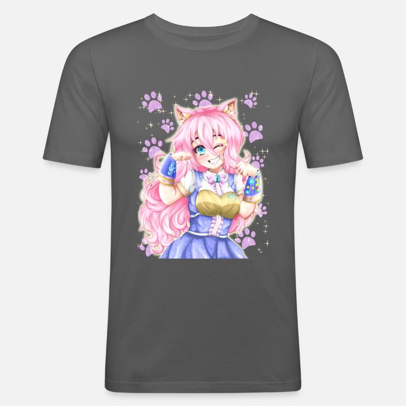 Neko Mädchen - Männer Slim Fit T-Shirt - Graphite